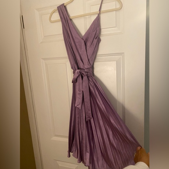 Suzy Chin for Maggy Boutique purple silk Asymmetrical straps dress Size 6 - Picture 4 of 4